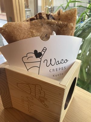 Chocolate and whipped cream  at Waco Crepes  in Kyoto