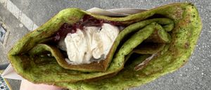 Matcha crêpe with vegan cream.  at Waco Crepes  in Kyoto
