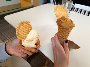 Vanilla and caramel at Plan(e)t Ice Cream in Athens
