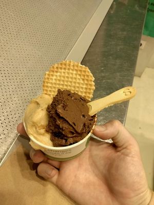 Triple chocolate and lotus biscuit. Two scoops for around EUR6 at Plan(e)t Ice Cream in Athens
