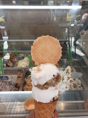Greek yoghurt icecream in waffle cone €3.20 at Plan(e)t Ice Cream in Athens