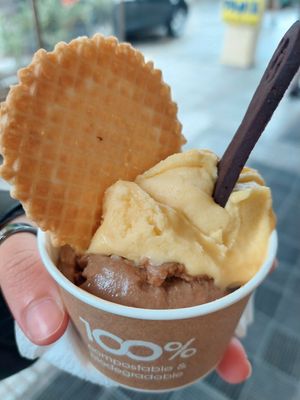 panetonne and coffee at Plan(e)t Ice Cream in Athens