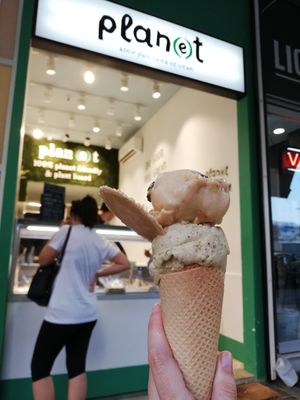 Pistacho and sneakers at Plan(e)t Ice Cream in Athens