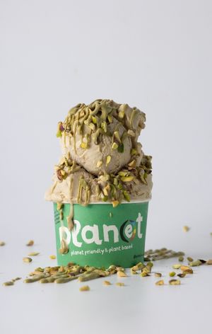 Baby pistachio ice cream at Plan(e)t Ice Cream in Athens