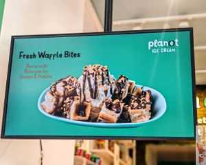 Fresh waffle bites at Plan(e)t Ice Cream in Athens
