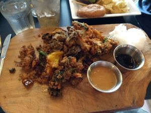 Tempura vegetables at The Blu Moon Bistro in Ludington