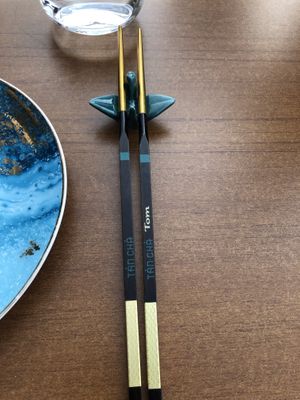 Personalised chopsticks!  at Tàn Chá Restaurant  in Dubai