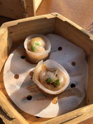 Olive dumplings  at Tàn Chá Restaurant  in Dubai