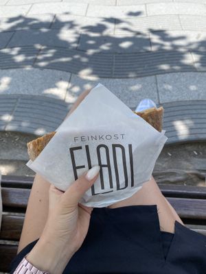 Vegan hummus sandwich  at Feinkost Fladi in Dusseldorf