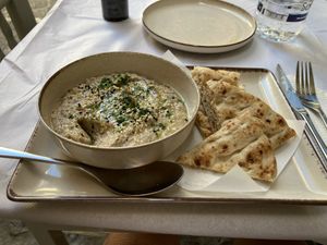 Black eyed pea hummus and pita  at Mezedopoleio28 in Lesvos