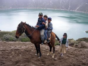 Horse riding up from Laguna Quilotoa at Black Sheep Inn in Chucchilan