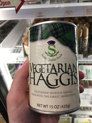 They sell vegan haggis at Food Fight Vegan Grocery - Stark in Portland