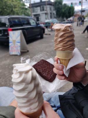 Soft Serve and Vegan Brownie from the Bakery next door at Food Fight Vegan Grocery - Stark in Portland
