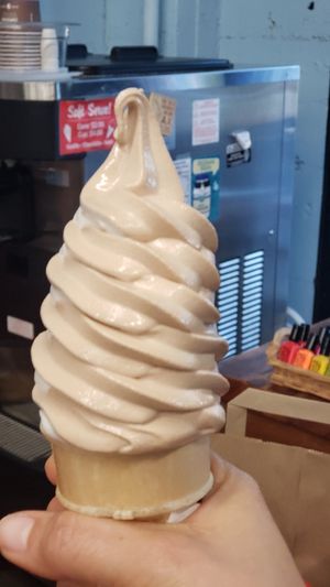 Chocolate vanilla swirl cone! at Food Fight Vegan Grocery - Stark in Portland
