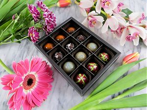 12 piece with flowers at Chocolate Escapade in Edmonton