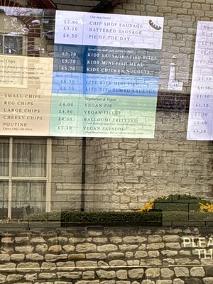 Menu  at Lighthouse Fisheries of Flamborough in Bridlington