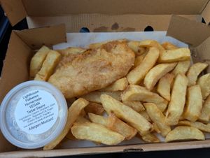 Vegan Fillet, Vegan Tartar & Chips (£9.70) at Lighthouse Fisheries of Flamborough in Bridlington