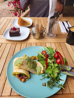Burrito, brownie and biscoff cake at Wee Bear Cafe in Kirriemuir