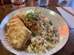 Tofu Jasmin rice dish  at Nood in Lisbon
