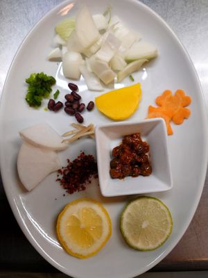 Onion and Pickle plate at Jyoti in Sapporo