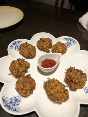 I think these were pakoras? Vegan labeled and super delicious/toddler approved! at Jyoti in Sapporo
