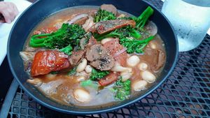 Polenta stew at Vegan A.F. in Brattleboro