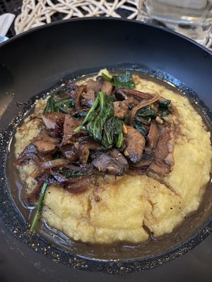 Smokey wild mushroom polenta  at Vegan A.F. in Brattleboro