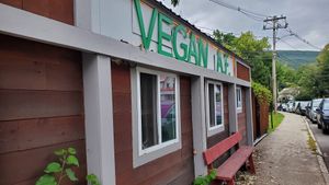Outside at Vegan A.F. in Brattleboro