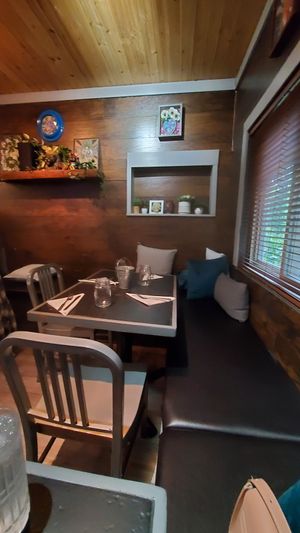 Inside seating at Vegan A.F. in Brattleboro