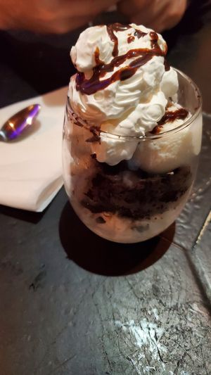 Brownie and ice cream at Vegan A.F. in Brattleboro