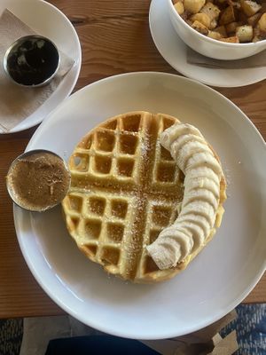 Classic Waffle w/Almond Butter + Bananas   at Seabirds Kitchen in Los Angeles