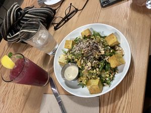 Warm Cauliflower salad with grilled tofu #Veganuary at Seabirds Kitchen in Los Angeles