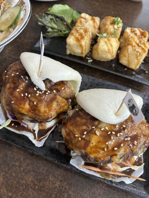 Fried tofu and mushrooms baos  at Alley Cat in Airlie Beach