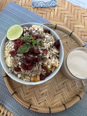 Muesli bowl  at The Happy Cat - Veggie Cafe-Restaurant in Luang Prabang