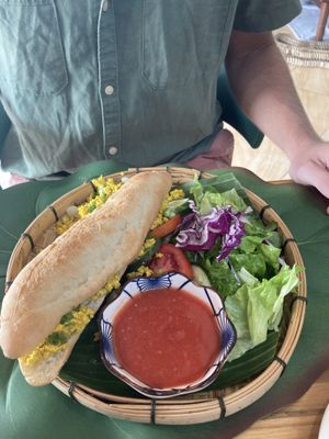 Scrambled tofu baguette   at The Happy Cat - Veggie Cafe-Restaurant in Luang Prabang