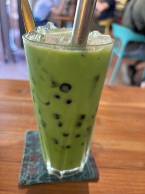 Pandan bubble tea  at The Happy Cat - Veggie Cafe-Restaurant in Luang Prabang