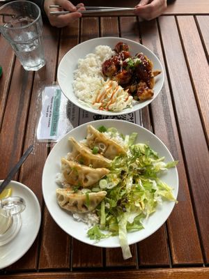 spicy cauliflower and vegetable gyoza rice bowls at Seoul Food in Halifax