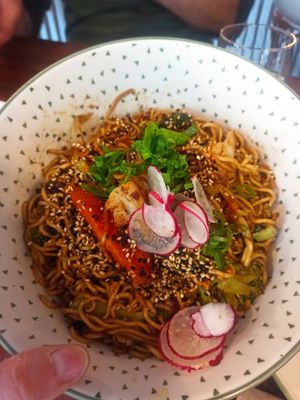 Noodles veganos at Hostería El Cruce in Cabezon De La Sal