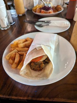 Vegan gyros with hummus at Elia Greek Kitchen Bassac Lane in Phnom Penh