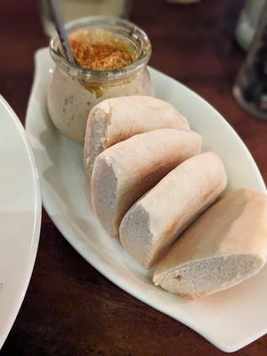 Side Pita with Hummus included in Atharmas Dish 🫓 at Elia Greek Kitchen Bassac Lane in Phnom Penh