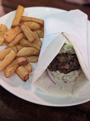Vegan Gyros with fries 🌯 🍟 at Elia Greek Kitchen Bassac Lane in Phnom Penh