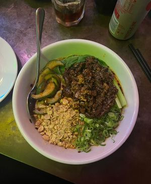 mapo tofu dan dan noodles  at Four Wise Monkeys in Bristol
