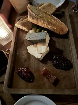 Vegan cheese board  at Gordon's Wine Bar in London