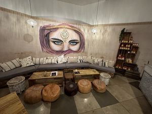 Nice chill out area  #Veganuary at The Hungry Bedouin in East London