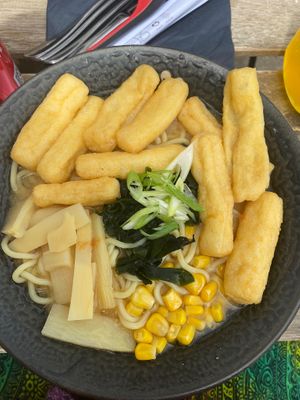 Tofu puff ramen at Déjà Brew in Egremont