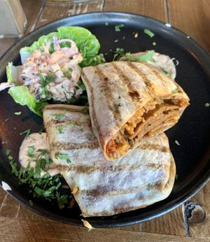 Shredded sham lamb burrito  at Cow & Oak in Worthing