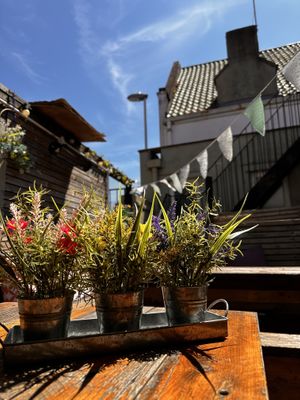 Cheeky back outdoor seating  at Cow & Oak in Worthing