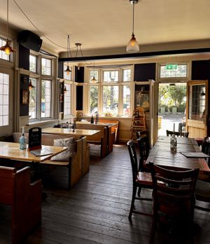 Light and airy indoor seating  at Cow & Oak in Worthing