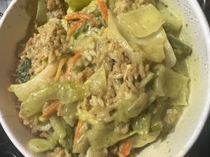 Thai green veg curry with rice   at Maggie Fu in Liverpool