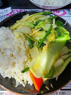 Thai vegetable curry (green curry) really yum! at Maggie Fu in Liverpool